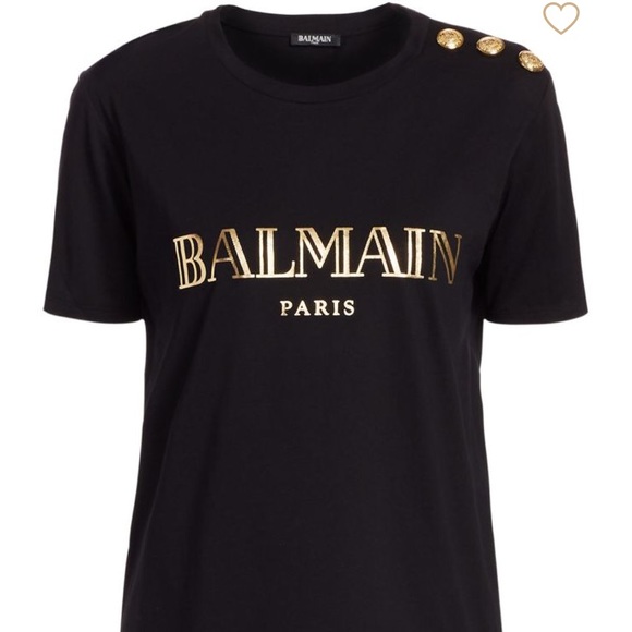 Balmain Tops - Balmain logo T-shirt Black